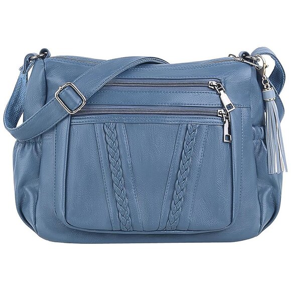 Handbags - Crossbody Bags For Women Pocketbooks Soft PU Leather Purses Blue